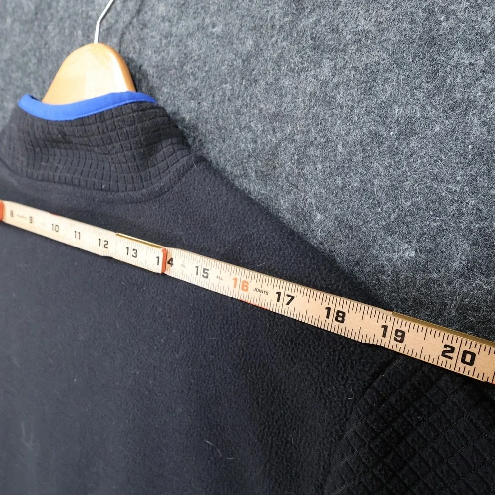 Lands' End Fleece‎ Jacket Mens Large Black Excellent Grid Texture Full Zip